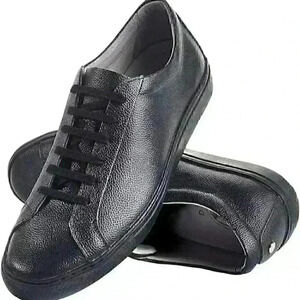 TCG Kennedy Mens Black Leather Low Top Lace Up Lifestyle Sneakers Shoes SAVE $51